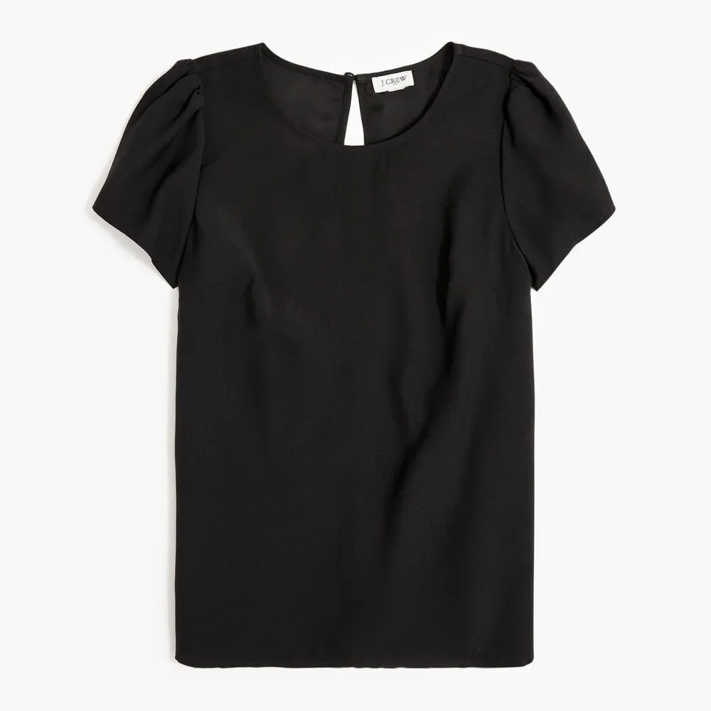 J. Crew Black Keyhole Blouse